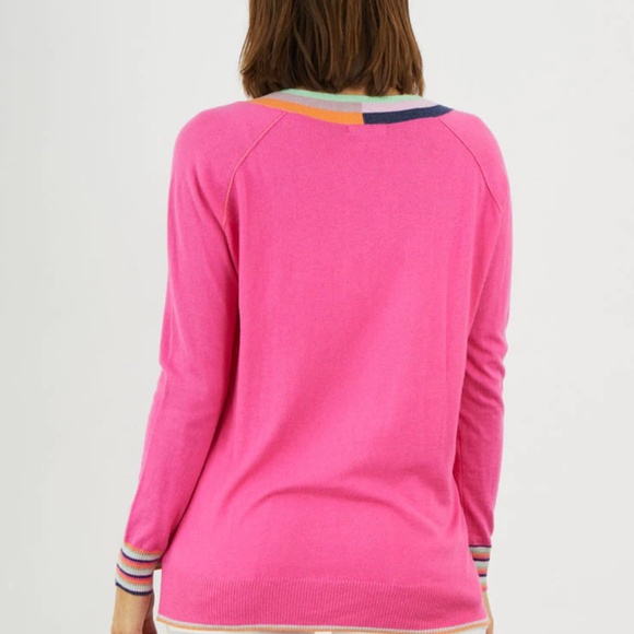 Cotton & Silk Stripe V-Neck Sweater by Zaket & Plover - Picture 6 of 8